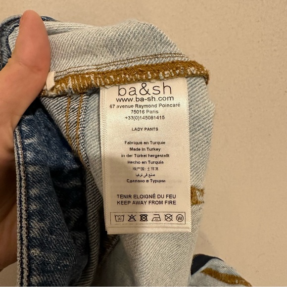 ba&sh Apolo Jeans Tapered Leg Size 2 Patchwork Two Tone Denim - Picture 5 of 6